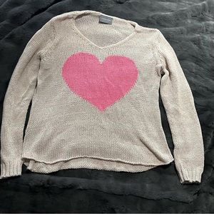 Wooden Ships Pink Heart Knit Sweater